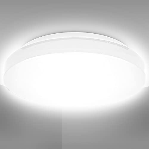 B.K.Licht - Deckenlampe für das Bad mit neutralweißer Lichtfarbe, IP44, 12 Watt, 1200 Lumen, LED Deckenleuchte, LED Lampe, Badlampe, Badezimmerlampe, Küchenlampe, Feuchtraumleuchte, 28,8x7 cm, Weiß von B.K.Licht