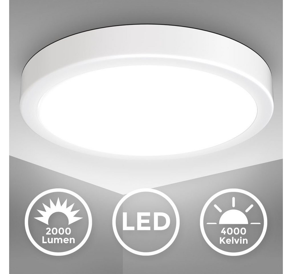 B.K.Licht Deckenleuchte Deckenlampe 18W 2.000lm 4000K - BKL1521, LED fest integriert, Neutralweiß, Ø 28cm neutralweißes Licht Wohnzimmer Küche von B.K.Licht