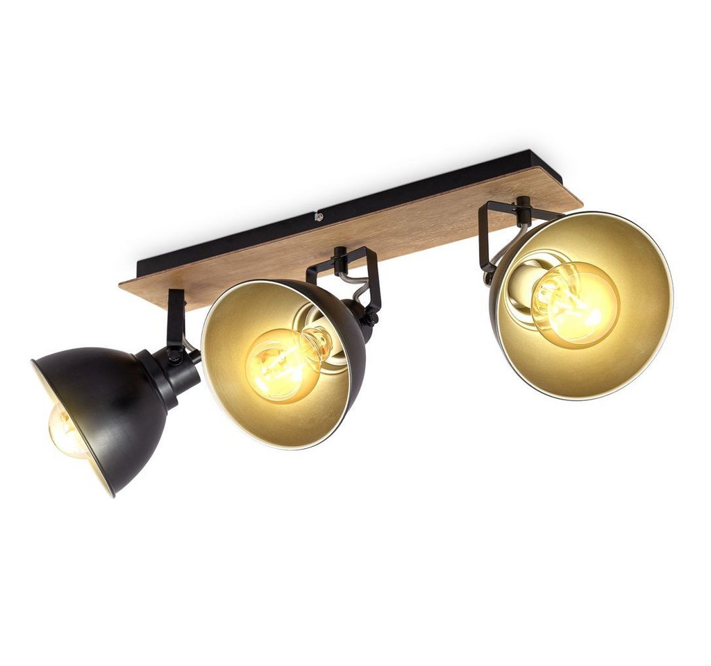 B.K.Licht Deckenleuchte Deckenlampe Schwarz-Gold E27 Retro - BKL1507, ohne Leuchtmittel, Spots schwenkbar modern 3-flammig von B.K.Licht