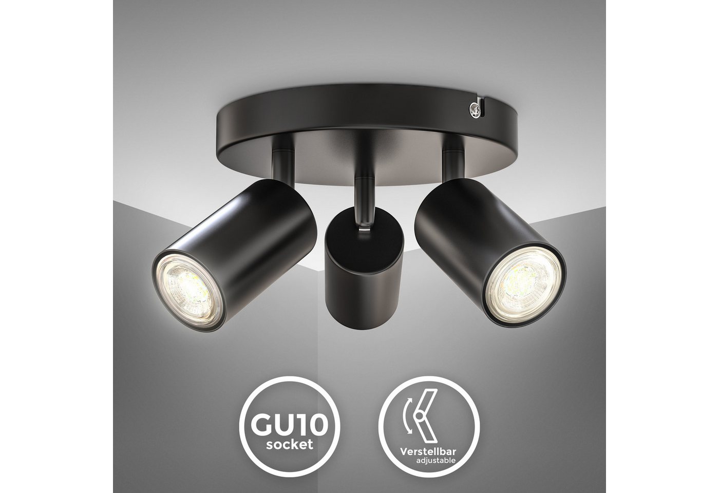 B.K.Licht Deckenleuchte LED Deckenlampe Wandleuchte Wohnzimmer, ohne Leuchtmittel, 1-flammig Lampe Wand Decke 230V Fassung GU10 Retro-Design Wohnzimmer B.K.Licht Deckenleuchte LED Deckenlampe Wandleuchte Wohnzimmer, ohne Leuchtmittel, 1-flammig Lampe Wand Decke 230V Fassung GU10 Retro-Design Wohnzimmer von B.K.Licht