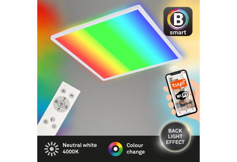 B.K.Licht Deckenleuchte LED Deckenlampe dimmbar Wohnzimmer Fernbedienung Backlight schwarz, LED fest integriert, 4000K - neutralweiß, RGB-Farbwechsler von B.K.Licht