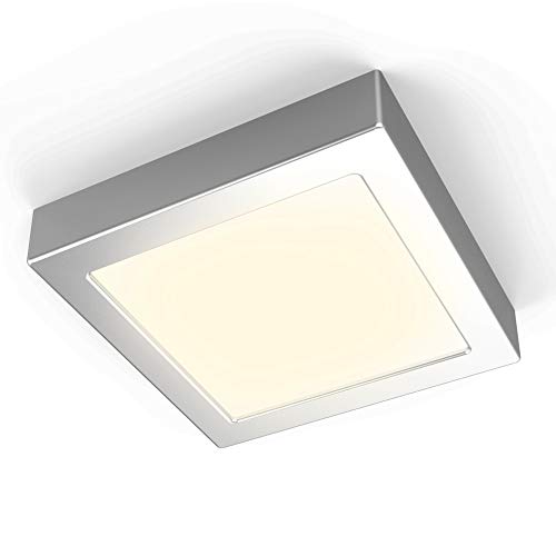 B.K.Licht I 12W Deckenleuchte LED I 900 lm I 170x170x32 mm I LED Aufbauleuchte I Aufputzleuchte I warmweiße Lichtfarbe 3000K I Silber-Matt von B.K.Licht