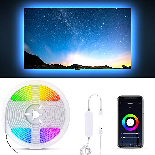 B.K.Licht - USB LED Strip 2m smart via App- und Sprachsteuerung, buntes RGB Licht, dimmbar, Smart Home LED Streifen, LED Leiste, Gaming Deko, LED Band, LED Lichtleiste, 200x1x0,3 cm, Schwarz von B.K.Licht