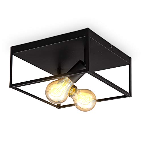 B.K.Licht - Deckenlampe schwenkbar, E27 Fassung, max. 60 Watt, Vintage, Deckenleuchte, Lampe, Wohnzimmerlampe, Schlafzimmerlampe, Küchenlampe, Retro, Deckenstrahler, Wandlampe, 29x29x14 cm, Schwarz B.K.Licht - Deckenlampe schwenkbar, E27 Fassung, max. 60 Watt, Vintage, Deckenleuchte, Lampe, Wohnzimmerlampe, Schlafzimmerlampe, Küchenlampe, Retro, Deckenstrahler, Wandlampe, 29x29x14 cm, Schwarz von B.K.Licht