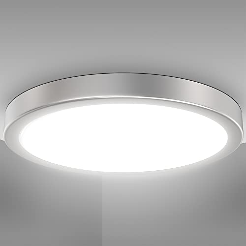 B.K.Licht - LED Deckenlampe mit neutralweißer Lichtfarbe, 24 Watt, 3000 Lumen, LED Deckenleuchte, LED Lampe, Wohnzimmerlampe, Schlafzimmerlampe, Küchenlampe, Deckenbeleuchtung, 38x5 cm, Silberfarbig von B.K.Licht