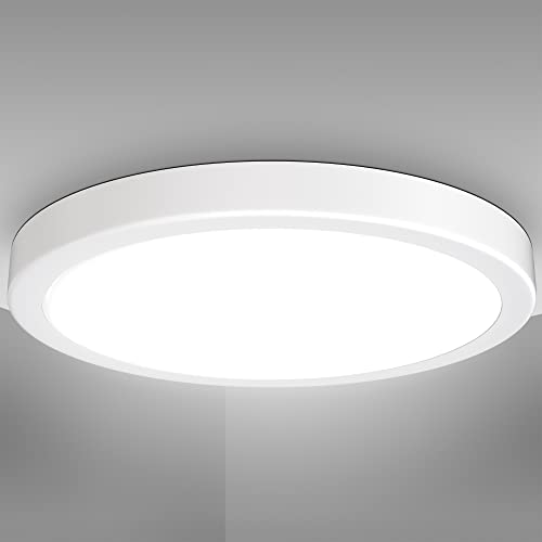 B.K.Licht - LED Deckenlampe mit neutralweißer Lichtfarbe, 24 Watt, 3000 Lumen, LED Deckenleuchte, LED Lampe, Wohnzimmerlampe, Schlafzimmerlampe, Küchenlampe, Deckenbeleuchtung, 38x5 cm, Weiß von B.K.Licht