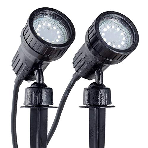 B.K.Licht - 2er Set LED Gartenstrahler außen mit Erdspieß u. Wandhalterung, schwenkbar, warmweiß, Außenlampe, Gartenbeleuchtung, Gartenlampen für draußen Außenleuchte, 10x19,5 cm, Schwarz von B.K.Licht