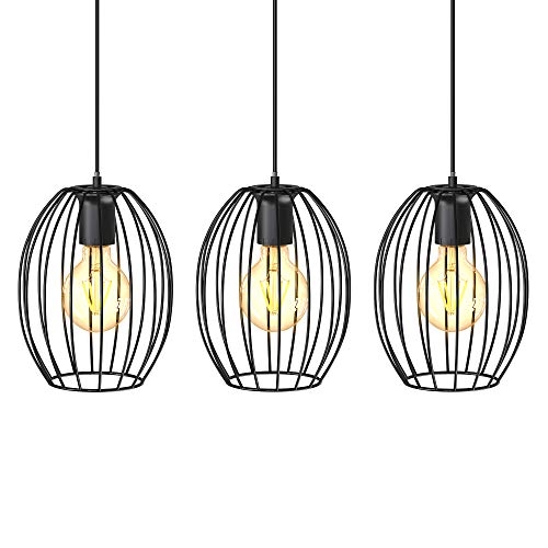 B.K.Licht - Pendelleuchte mit E27 Fassung, max. 60 Watt, Vintage, Hängeleuchte, Hängelampe Esstisch, Esszimmerlampe hängend, Wohnzimmerlampe, Küchenlampe, Retro, Vintage, 70x17,5x11,2 cm, Schwarz B.K.Licht - Pendelleuchte mit E27 Fassung, max. 60 Watt, Vintage, Hängeleuchte, Hängelampe Esstisch, Esszimmerlampe hängend, Wohnzimmerlampe, Küchenlampe, Retro, Vintage, 70x17,5x11,2 cm, Schwarz von B.K.Licht