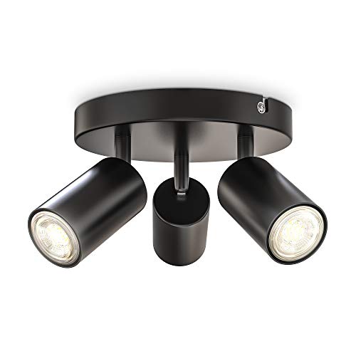 B.K.Licht - LED Deckenlampe - Deckenspots 3-flammig - schwenkbarer LED Deckenstrahler schwarz ohne Leuchtmittel von B.K.Licht