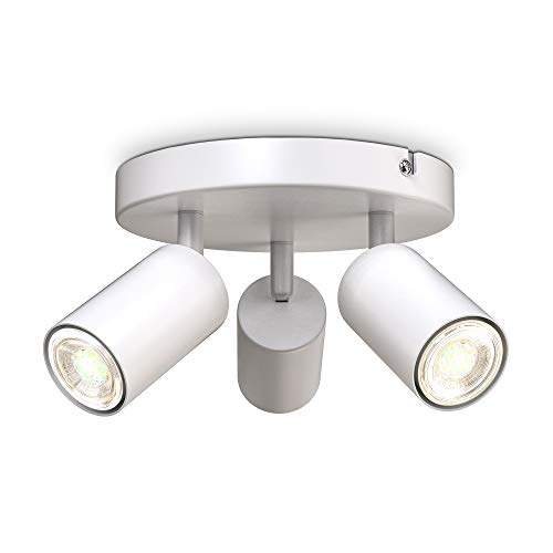 B.K.Licht - Deckenlampe schwenkbar, GU10 Fassung, max. 9 Watt, Deckenleuchte, Lampe, Wohnzimmerlampe, Schlafzimmerlampe, Küchenlampe, Deckenstrahler, Deckenbeleuchtung, 9x19 cm, Weiß von B.K.Licht