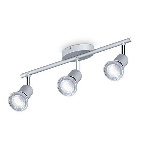 B.K.Licht - LED Deckenlampe schwenkbar, neutralweiße Lichtfarbe, je 5 Watt, 400 Lumen, LED Deckenleuchte, LED Lampe, Wohnzimmerlampe, Schlafzimmerlampe, Küchenlampe, 38,5x10 cm, Titanfarbig von B.K.Licht