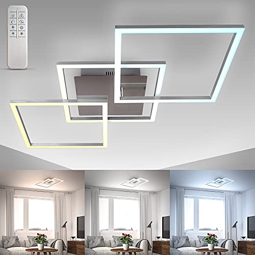 B.K.Licht - LED Deckenlampe mit Fernbedienung, einstellbar von warmweiß bis kaltweiß, schwenkbar, LED Deckenleuchte, LED Lampe, Wohnzimmerlampe, Schlafzimmerlampe, 76,5x36,8x7,8 cm, Chrom-Alu von B.K.Licht