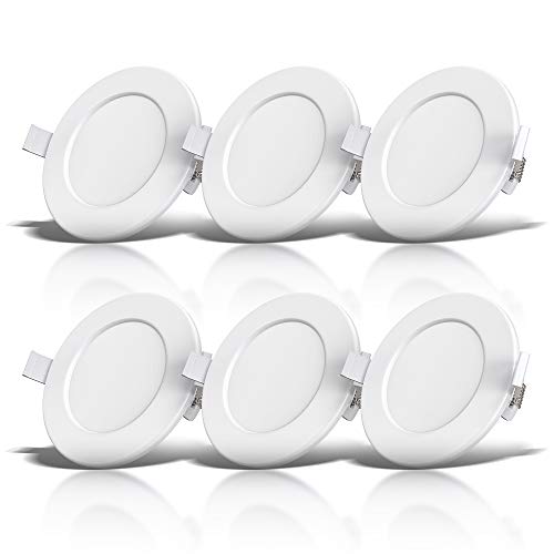 B.K.Licht - 6er Set LED Bad Einbaustrahler 230V flach, warmweiße Lichtfarbe, Lochdurchmesser 100mm, LED Spot, Deckenspots, Spots, Einbauleuchten, Einbauspots, Badezimmer, 115x30 mm, Weiß von B.K.Licht