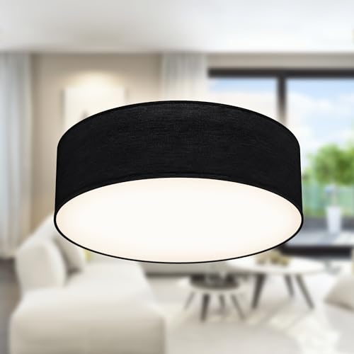 B.K.Licht - Deckenlampe mit Lampenschirm aus Stoff, E27 Fassung, max. 40 Watt, Deckenleuchte, Lampe, Wohnzimmerlampe, Schlafzimmerlampe, Küchenlampe, Deckenbeleuchtung, 30x10 cm, Schwarz B.K.Licht - Deckenlampe mit Lampenschirm aus Stoff, E27 Fassung, max. 40 Watt, Deckenleuchte, Lampe, Wohnzimmerlampe, Schlafzimmerlampe, Küchenlampe, Deckenbeleuchtung, 30x10 cm, Schwarz von B.K.Licht