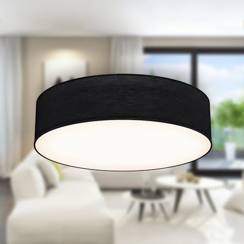 B.K.Licht - Deckenlampe mit Lampenschirm aus Stoff, E27 Fassung, max. 40 Watt, Deckenleuchte, Lampe, Wohnzimmerlampe, Schlafzimmerlampe, Küchenlampe, Deckenbeleuchtung, 38x10 cm, Schwarz B.K.Licht - Deckenlampe mit Lampenschirm aus Stoff, E27 Fassung, max. 40 Watt, Deckenleuchte, Lampe, Wohnzimmerlampe, Schlafzimmerlampe, Küchenlampe, Deckenbeleuchtung, 38x10 cm, Schwarz von B.K.Licht