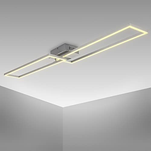 B.K.Licht - LED Deckenlampe schwenkbar, warmweiße Lichtfarbe, 40 Watt, 4000 Lumen, LED Deckenleuchte, LED Lampe, Wohnzimmerlampe, Schlafzimmerlampe, Küchenlampe, 110x24,8x8 cm, Chrom-Alu von B.K.Licht