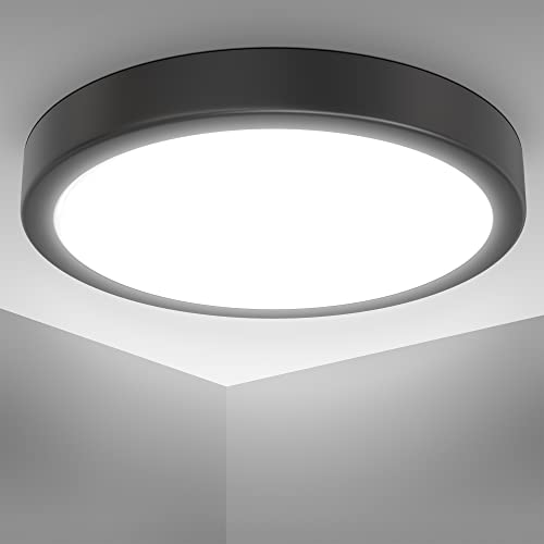 B.K.Licht - LED Deckenlampe mit neutralweißer Lichtfarbe, 18 Watt, 2000 Lumen, LED Deckenleuchte, Lampe, Wohnzimmerlampe, Schlafzimmerlampe, Küchenlampe, Deckenbeleuchtung, 28x4 cm, Schwarz von B.K.Licht