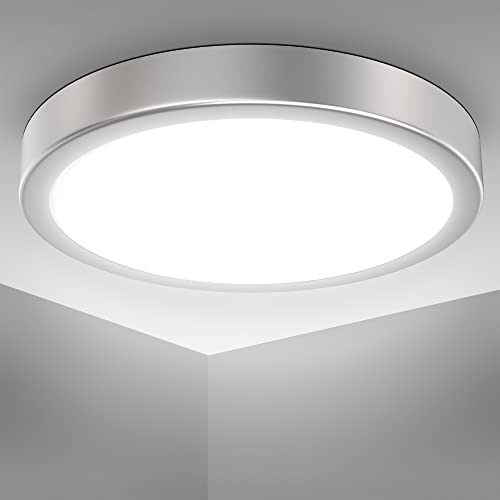 B.K.Licht - LED Deckenlampe mit neutralweißer Lichtfarbe, 18 Watt, 2000 Lumen, LED Deckenleuchte, Lampe, Wohnzimmerlampe, Schlafzimmerlampe, Küchenlampe, Deckenbeleuchtung, 28x4 cm, Silberfarbig von B.K.Licht