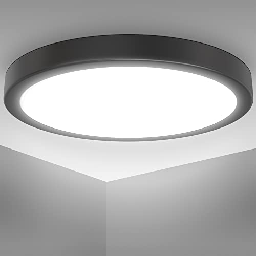 B.K.Licht - LED Deckenlampe mit neutralweißer Lichtfarbe, 24 Watt, 3000 Lumen, LED Deckenleuchte, LED Lampe, Wohnzimmerlampe, Schlafzimmerlampe, Küchenlampe, Deckenbeleuchtung, 38x5 cm, Schwarz von B.K.Licht