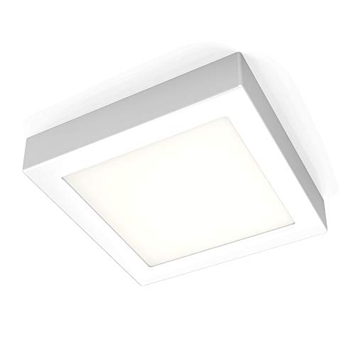 B.K.Licht - LED Deckenlampe mit warmweißer Lichtfarbe, 12 Watt, 900 Lumen, LED Deckenleuchte, LED Lampe, Wohnzimmerlampe, Schlafzimmerlampe, Küchenlampe, Deckenbeleuchtung, 17x17x3,2 cm, Weiß von B.K.Licht