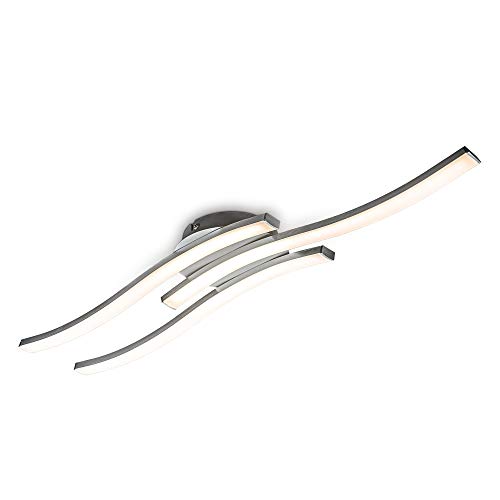 B.K.Licht - LED Deckenlampe mit warmweißer Lichtfarbe, je 6 Watt, je 480 Lumen, LED Deckenleuchte, Lampe, Wohnzimmerlampe, Schlafzimmerlampe, Küchenlampe, 56,5x12x6,3 cm, Aluminiumfarbig von B.K.Licht