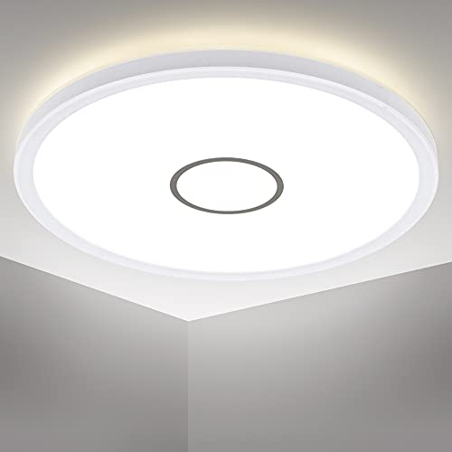 B.K.Licht - LED Deckenlampe mit indirektem Licht, ultraflach, neutralweiße Lichtfarbe, LED Panel, Deckenleuchte, Lampe, Wohnzimmerlampe, Schlafzimmerlampe, Küchenlampe, 29,3x2,8 cm, Weiß B.K.Licht - LED Deckenlampe mit indirektem Licht, ultraflach, neutralweiße Lichtfarbe, LED Panel, Deckenleuchte, Lampe, Wohnzimmerlampe, Schlafzimmerlampe, Küchenlampe, 29,3x2,8 cm, Weiß von B.K.Licht