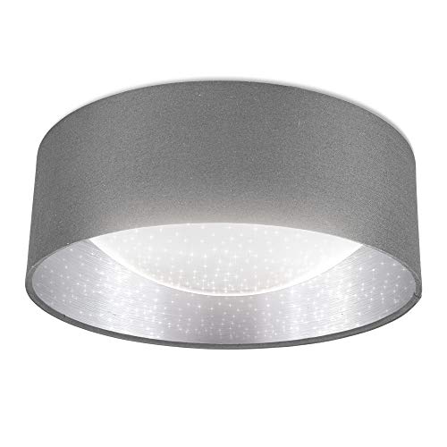 B.K.Licht I LED Stoff-Deckenleuchte mit Sternenhimmeleffekt I Grau-Silber I 12W LED-Platine I 1.200lm I 4.000K neutralweiße Lichtfarbe I Stofflampe I Ø32cm, BKL1308 B.K.Licht I LED Stoff-Deckenleuchte mit Sternenhimmeleffekt I Grau-Silber I 12W LED-Platine I 1.200lm I 4.000K neutralweiße Lichtfarbe I Stofflampe I Ø32cm, BKL1308 von B.K.Licht
