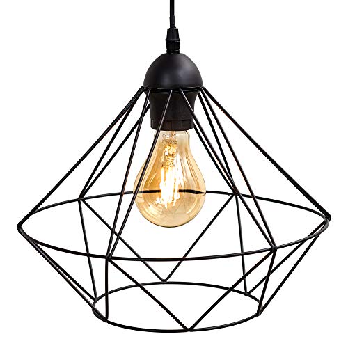 B.K.Licht - Pendelleuchte mit E27 Fassung, max. 40 Watt, Vintage, Hängeleuchte, Hängelampe Esstisch, Esszimmerlampe hängend, Wohnzimmerlampe, Küchenlampe, Retro, Vintage, 32x117 cm, Schwarz von B.K.Licht