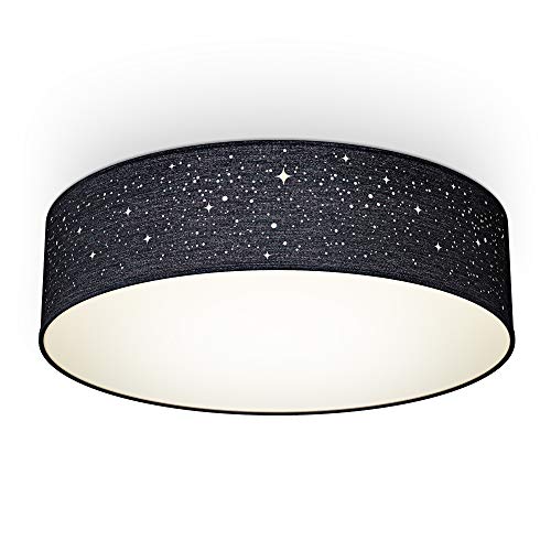 B.K.Licht - Deckenlampe, Lampenschirm mit Sterneneffekt, Lampenschirm aus Stoff, E27 Fassung, max. 40 Watt, Deckenleuchte, Lampe, Wohnzimmerlampe, Schlafzimmerlampe, Küchenlampe, 38x10 cm, Schwarz B.K.Licht - Deckenlampe, Lampenschirm mit Sterneneffekt, Lampenschirm aus Stoff, E27 Fassung, max. 40 Watt, Deckenleuchte, Lampe, Wohnzimmerlampe, Schlafzimmerlampe, Küchenlampe, 38x10 cm, Schwarz von B.K.Licht