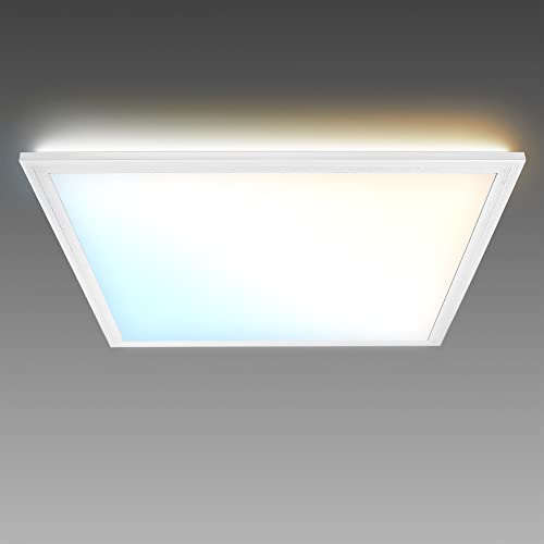 B.K.Licht - LED Deckenlampe mit indirektem Licht, Fernbedienung, einstellbar von warmweiß bis kaltweiß, LED Panel, LED Deckenleuchte, Lampe, Wohnzimmerlampe, Schlafzimmerlampe, 29,5x29,5x6 cm, Weiß von B.K.Licht