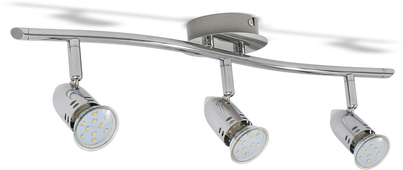 B.K.Licht LED Deckenleuchte, Leuchtmittel wechselbar, Warmweiß, LED Design Deckenlampe Spot-Strahler GU10 modern chrom inkl. 3W 250lm von B.K.Licht