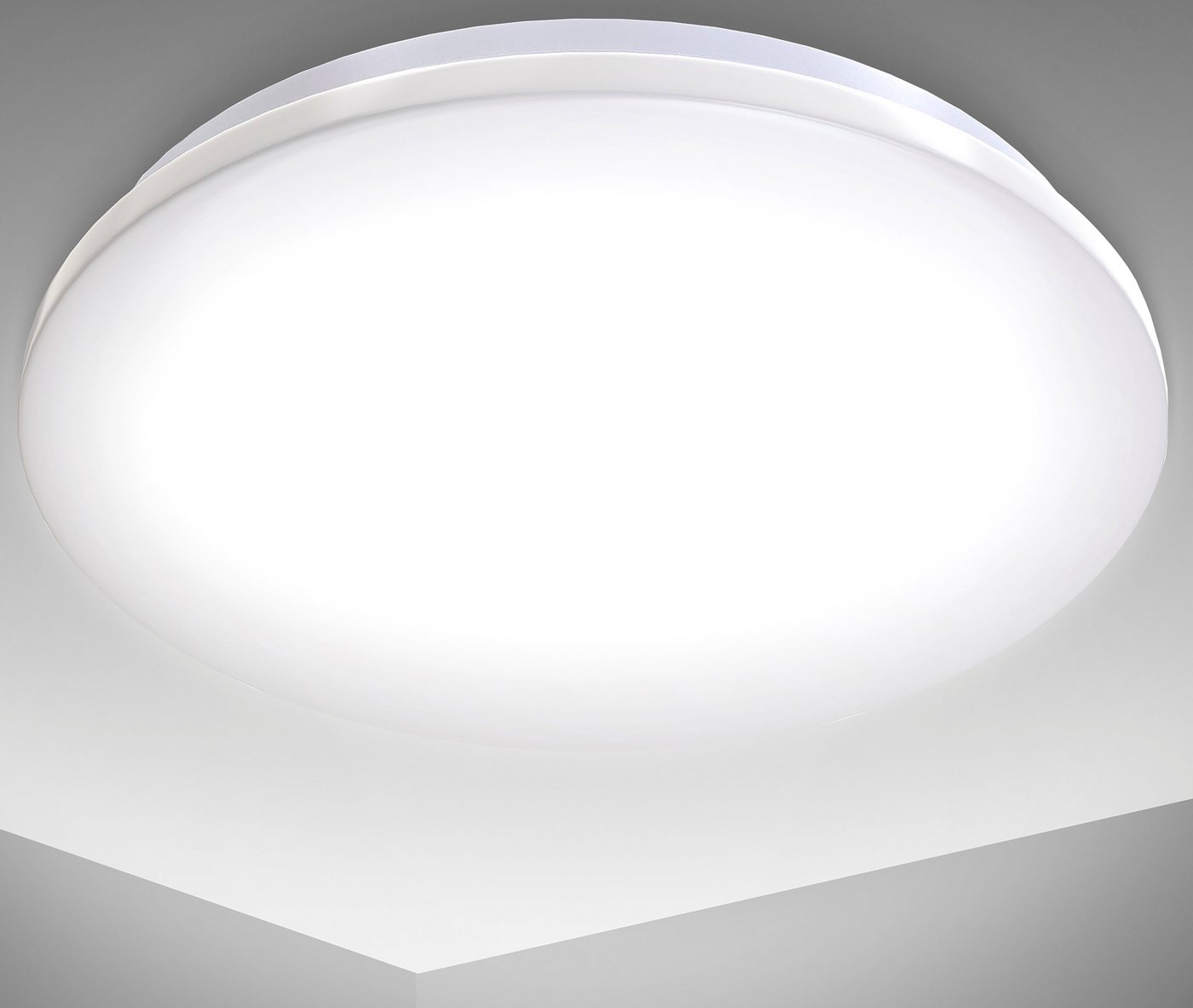 B.K.Licht LED Deckenleuchte BK_DB1178 LED Bad-Deckenlampe, Neutralweißes Licht, Ø29cm, IP44, LED fest integriert, Neutralweiß, 12W, 4.000K, 1.200Lm, Spritzwasserschutz, Badlampe von B.K.Licht