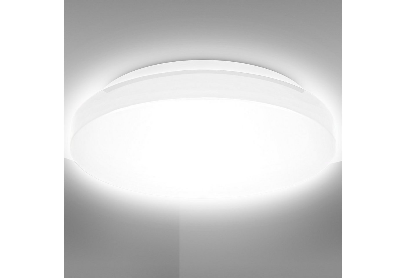 B.K.Licht LED Deckenleuchte BK_DB1296 LED Bad-Deckenleuchte, Ø28,8cm, IP44-Spritzwasserschutz, LED fest integriert, Neutralweiß, 12W, 1.200Lm, 4.000K neutralweißes Licht, Badlampe von B.K.Licht