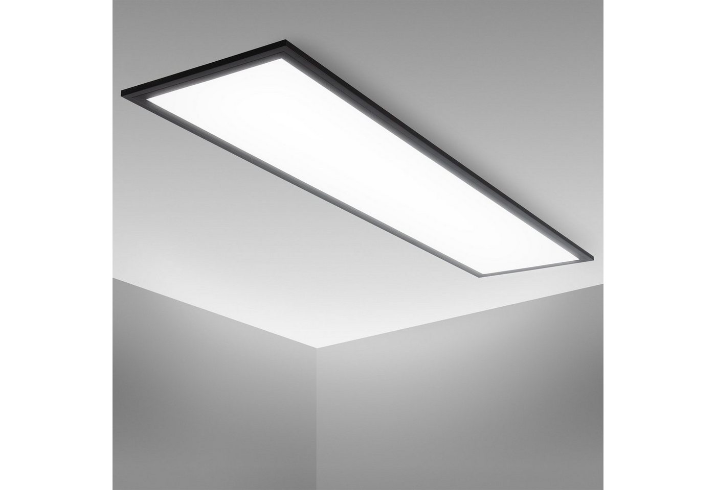 B.K.Licht LED Deckenleuchte BK_DP1497 LED Panel Deckenlampe, 1 Meter, 4.000K Neutralweißes Licht, LED fest integriert, Neutralweiß, 22 Watt, 2.200Lm, Schwarz, 100x25x6,5 cm von B.K.Licht