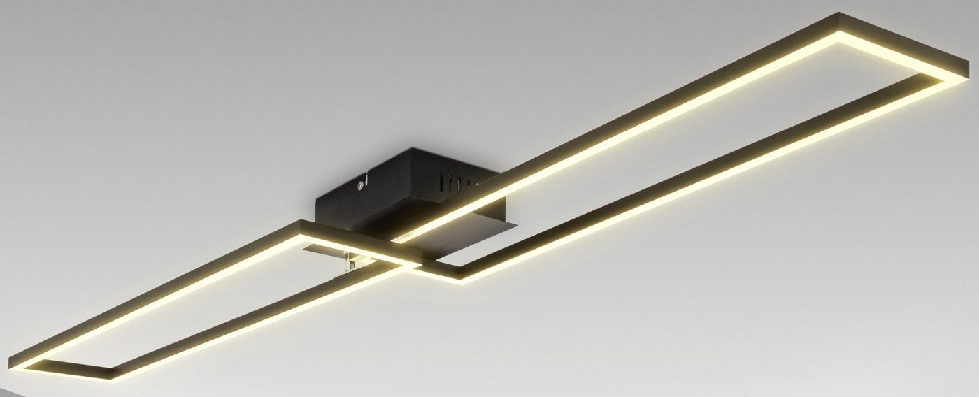 B.K.Licht LED Deckenleuchte BK_FR1503 Büro-Deckenlampe, LED-Frame, 3.000K warmweißes Licht, LED fest integriert, Warmweiß, 2-flammig, 40 Watt, 4000 Lm, Schwarz von B.K.Licht