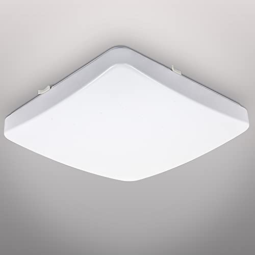 B.K.Licht - LED Deckenlampe mit warmweißer Lichtfarbe, 12 Watt, 1200 Lumen, LED Deckenleuchte, LED Lampe, Wohnzimmerlampe, Schlafzimmerlampe, Küchenlampe, 27x27x8,2 cm, Weiß von B.K.Licht