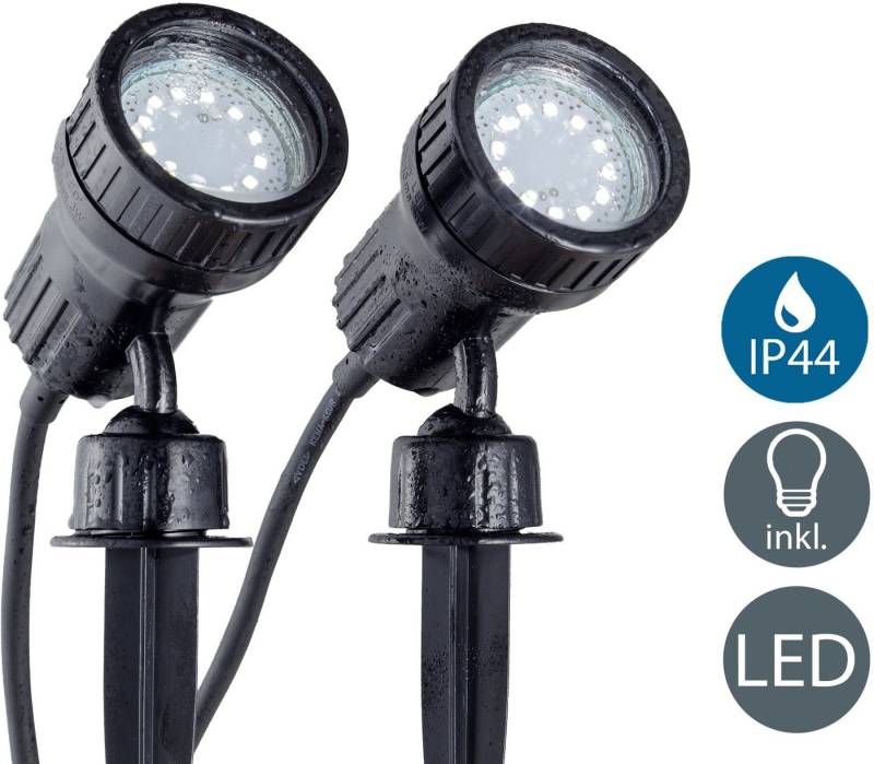 B.K.Licht LED Gartenleuchte Nima, Leuchtmittel wechselbar, Warmweiß, LED Gartenstrahler, Erdspieß, Außenstrahler, Spießstrahler, 2er SET von B.K.Licht