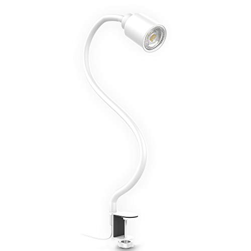 B.K.Licht - Schreibtischlampe mit Kabelschalter, schwenkbar, klemmbar, Klemmlampe, Klemmleuchte, Nachttischlampe, Leselicht Kinder, Bürolampe, Leselampe, Leseleuchte, 54,5x5,2 cm, Weiß von B.K.Licht