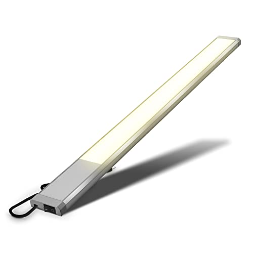 B.K.Licht - LED Leiste mit Ein-Ausschalter, warmweiße Lichtfarbe, inkl. Steckerkabel, Unterbauleuchte Küche, LED Lichtleiste Küche, Schrankbeleuchtung, Küchenlampe, 57,5x4,9x1,3 cm, Titanfarbig von B.K.Licht