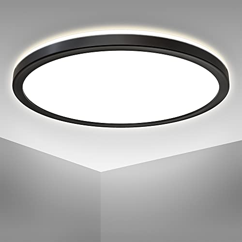 B.K.Licht - LED Deckenlampe mit indirektem Licht, ultraflach, neutralweiße Lichtfarbe, LED Panel, Deckenleuchte, Lampe, Wohnzimmerlampe, Schlafzimmerlampe, Küchenlampe, 29,3x2,8 cm, Schwarz B.K.Licht - LED Deckenlampe mit indirektem Licht, ultraflach, neutralweiße Lichtfarbe, LED Panel, Deckenleuchte, Lampe, Wohnzimmerlampe, Schlafzimmerlampe, Küchenlampe, 29,3x2,8 cm, Schwarz von B.K.Licht