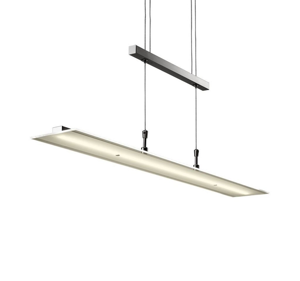 B.K.Licht LED Pendelleuchte dimmbar Hängeleuchte 85cm höhenverstellbar 95-175cm silber - BKL1001, LED fest integriert, Warmweiß, Deckenleuchte 20W 1600lm Esszimmerlampe Küchenlampe Lampenschirm Glas von B.K.Licht