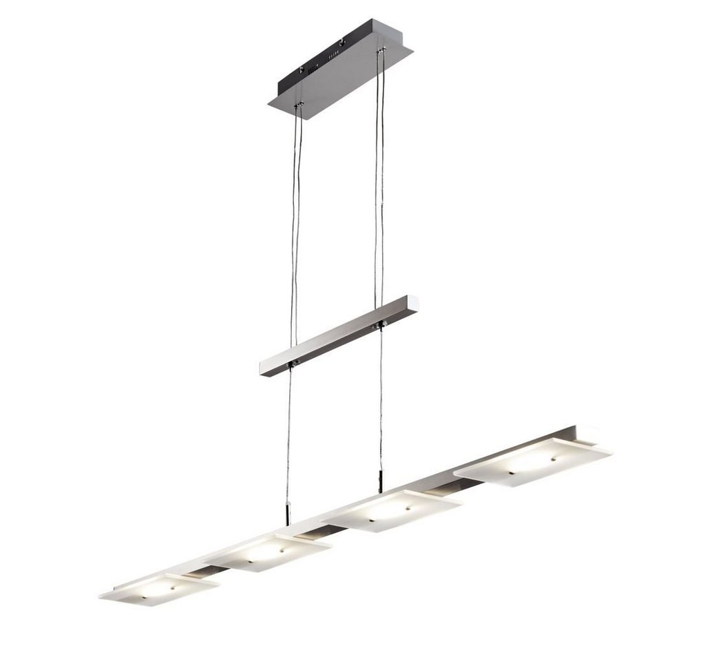 B.K.Licht LED Pendelleuchte LED Deckenlampe 4x 4,5W 3.000K 85cm - BKL1126, LED fest integriert, Warmweiß, 18W Höhenverstellbar Echtglas Matt-Nickel Esstischleuchte von B.K.Licht