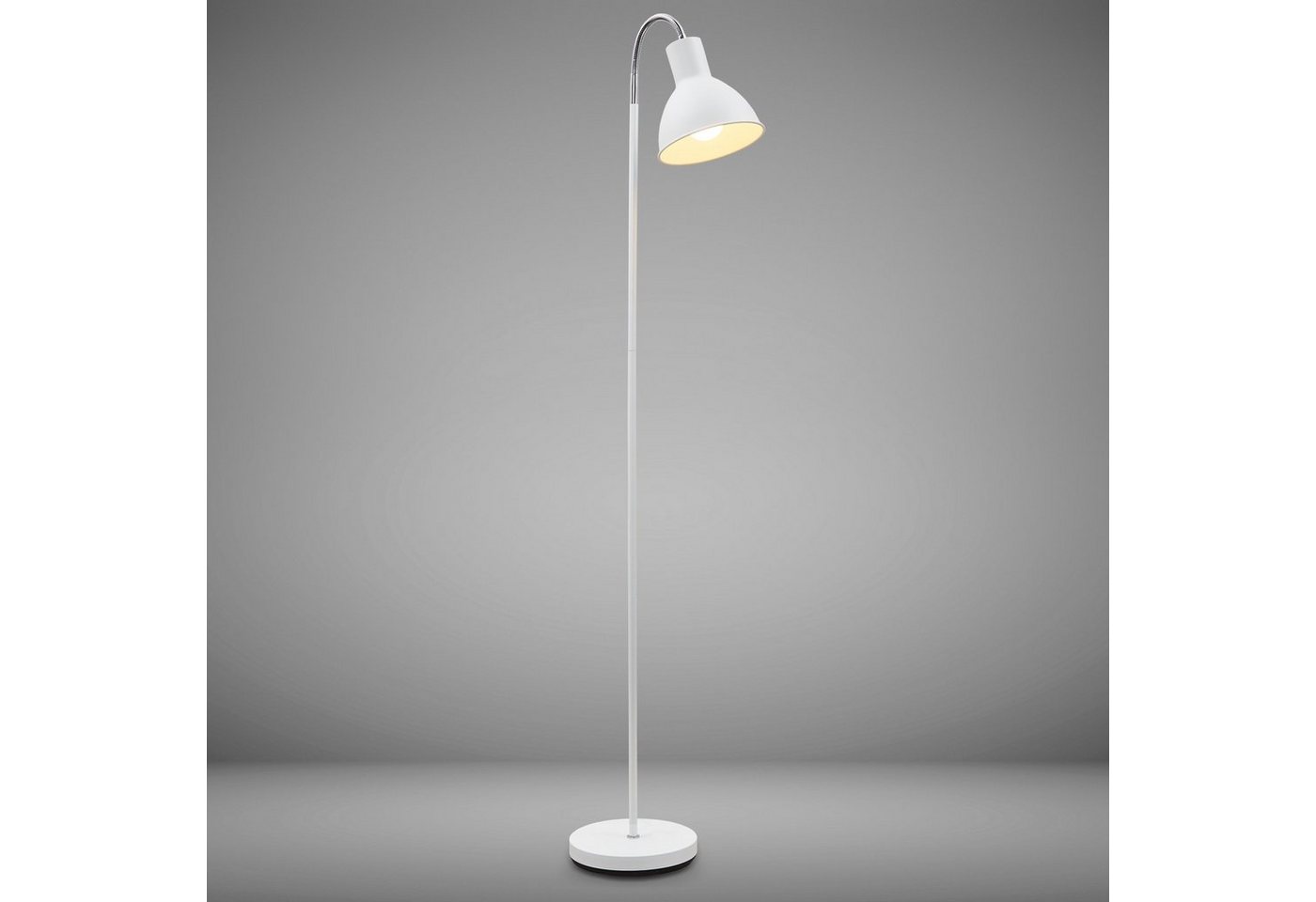 B.K.Licht LED Stehlampe, ohne Leuchtmittel, Warmweiß, Stehleuchte Industrial Design Stand-Leuchte schwenkbar Metall E27 weiß von B.K.Licht