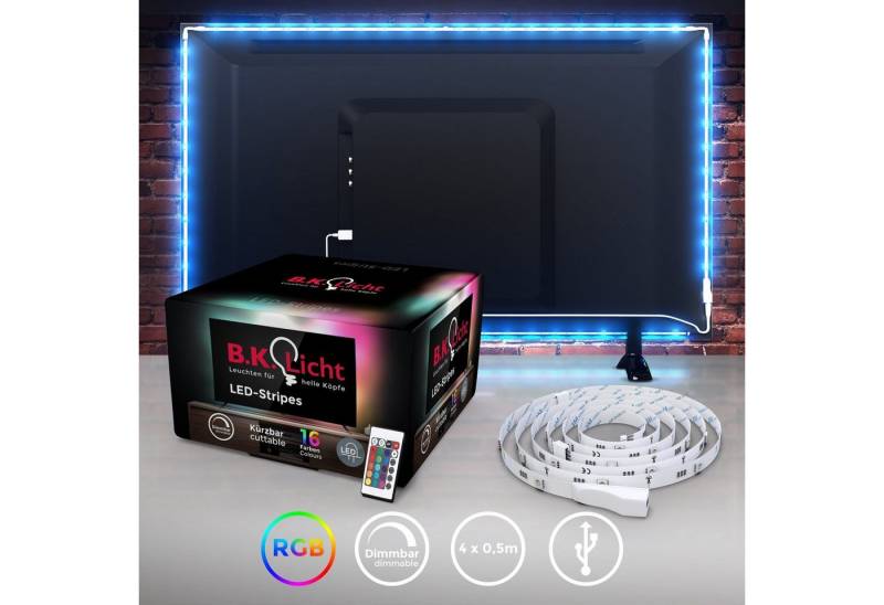 B.K.Licht LED-Streifen, LED TV Hintergrundbeleuchtung Backlight 2m USB RGB selbstklebend von B.K.Licht