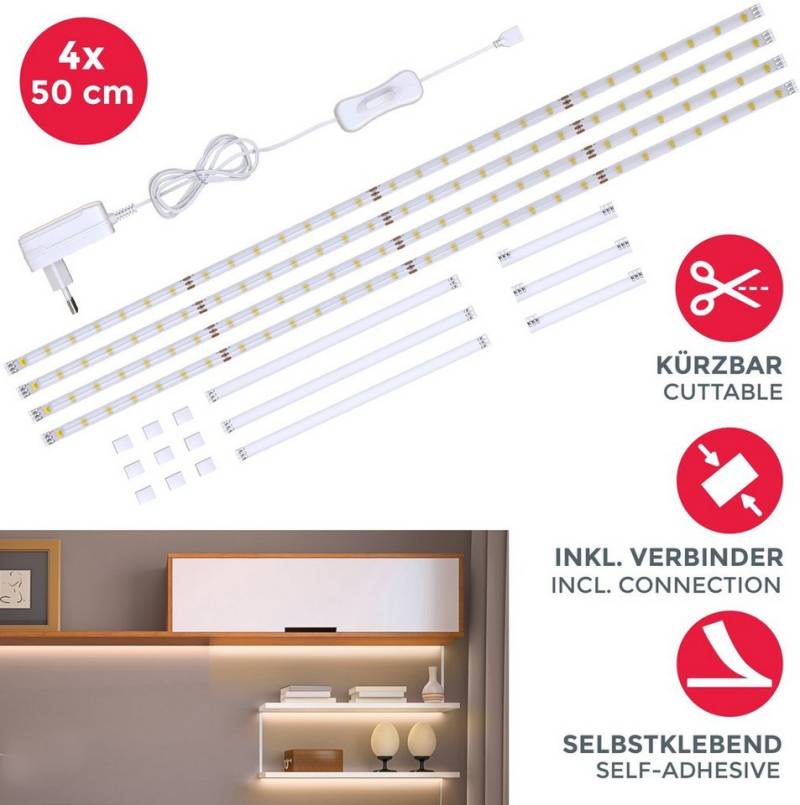 B.K.Licht LED-Streifen Lacerta, 2m LED Band Set 4 Streifen Unterbauleuchte inkl. Verbinder von B.K.Licht