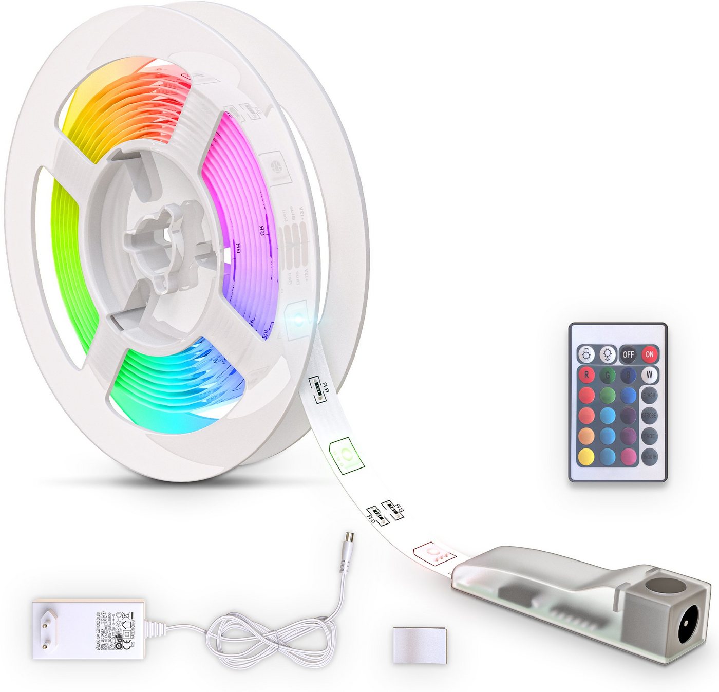 B.K.Licht LED Stripe, LED Band 3m, RGB, Fernbedienung, selbstklebend, Farbwechsel, kürzbar von B.K.Licht