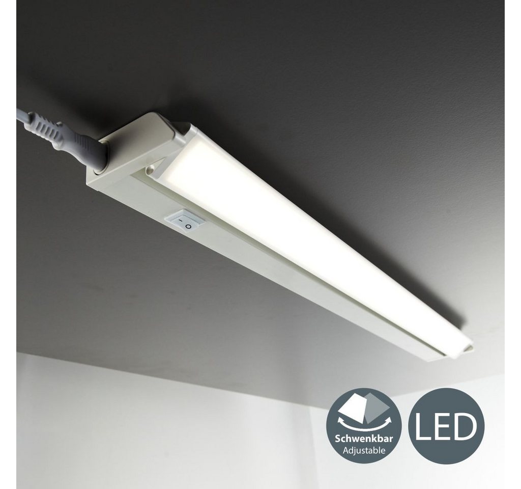 B.K.Licht LED Unterbauleuchte Lichtleiste 8,5W 1000lm 4.000K silber-grau - BKL1003, LED fest integriert, Neutralweiß, Schranklampe Flach 56cm lang 230V Küchenlampe von B.K.Licht