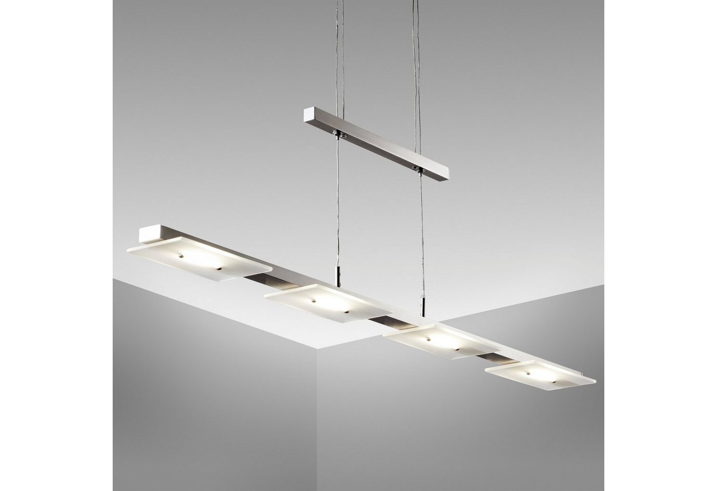 B.K.Licht Pendelleuchte BK_PL1126 LED Pendellampe, Höhenverstellbar, Echtglas, 18W, Dimmfunktion, LED fest integriert, Warmweiß, 1.600Lm, 3.000K Warmweißes Licht, Esstischleuchte, IP20, 8x85cm (BxL) von B.K.Licht