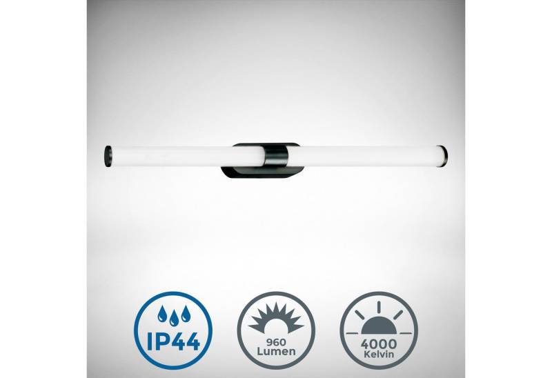 B.K.Licht Spiegelleuchte LED Badleuchte Spiegelleuchte Schwarz, LED fest integriert, Neutralweiß, inkl. LED-Platine 9W 920lm 4000K von B.K.Licht