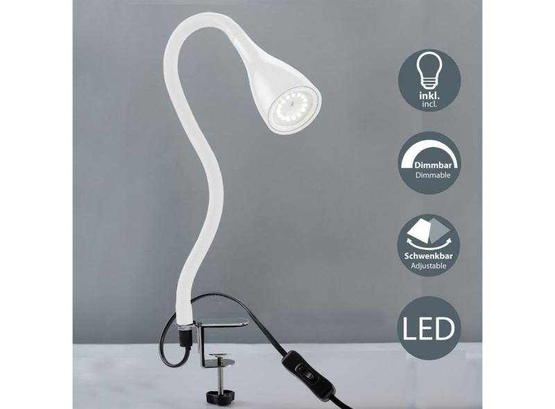 B.K.Licht Tischleuchte LED Klemmleuchte dimmbar flexibel GU10 5W Büro Schreibtisch - BKL1079, LED wechselbar, 3000K - Warmweiß, Tischlampe schwarz Schnurschalter 60cm Leselampe Arbeitszimmer Regal B.K.Licht Tischleuchte LED Klemmleuchte dimmbar flexibel GU10 5W Büro Schreibtisch - BKL1079, LED wechselbar, 3000K - Warmweiß, Tischlampe schwarz Schnurschalter 60cm Leselampe Arbeitszimmer Regal von B.K.Licht